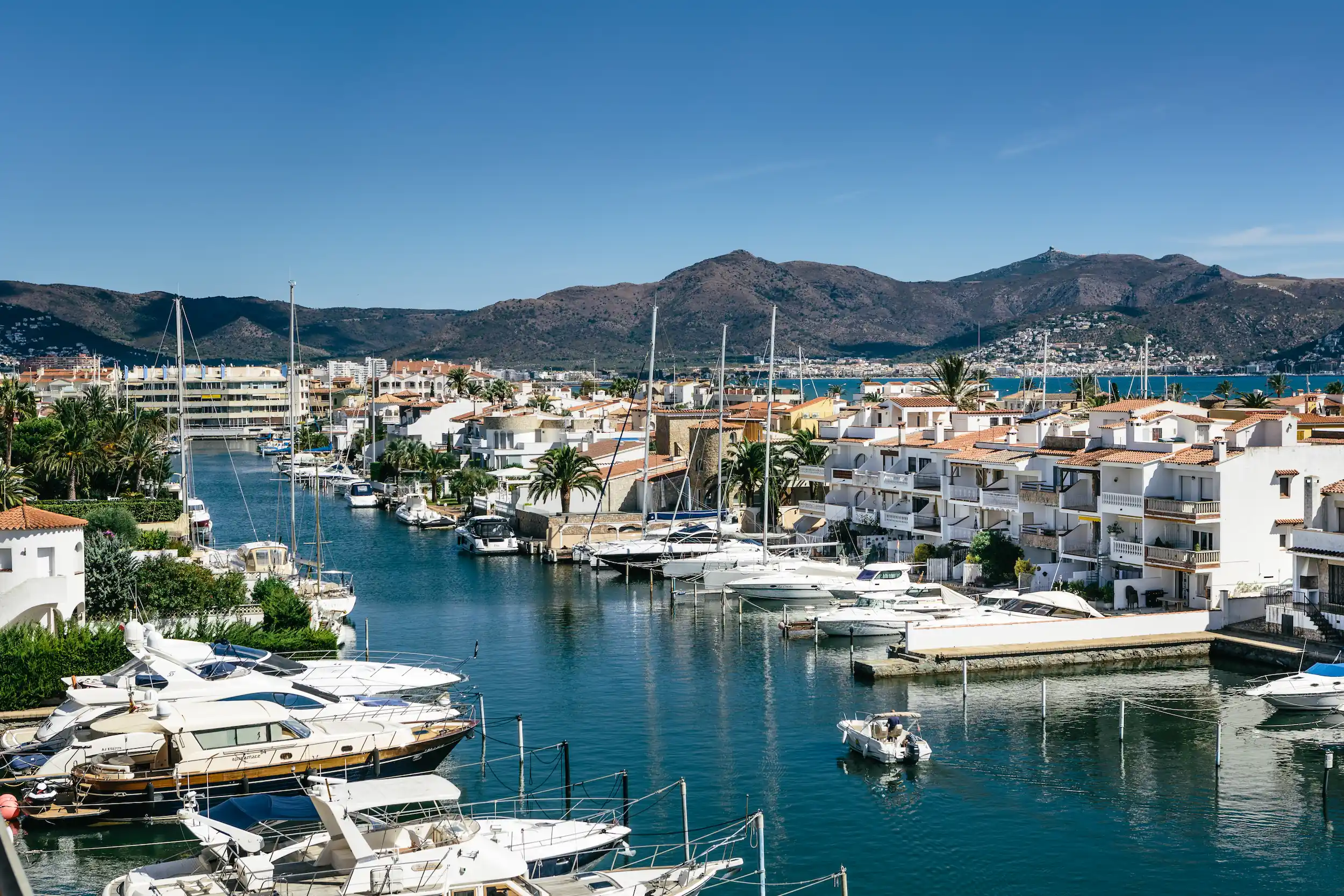 Empuriabrava from the air Image of one of the marinas in Empuriabrava with a large number of boats