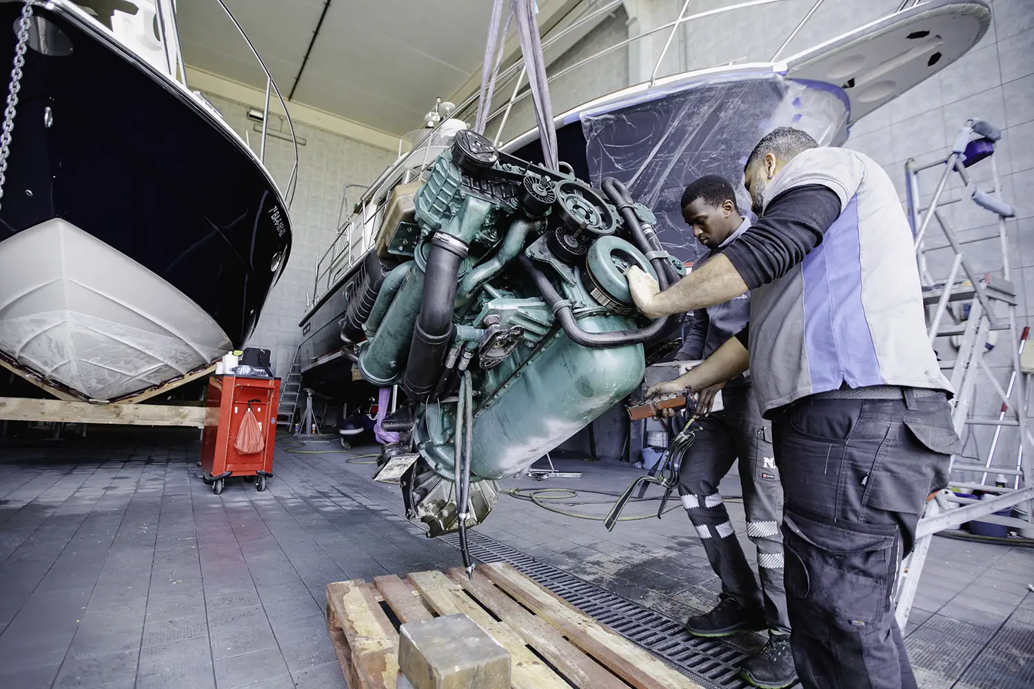 Engine inspection and maintenance on used boats before sale