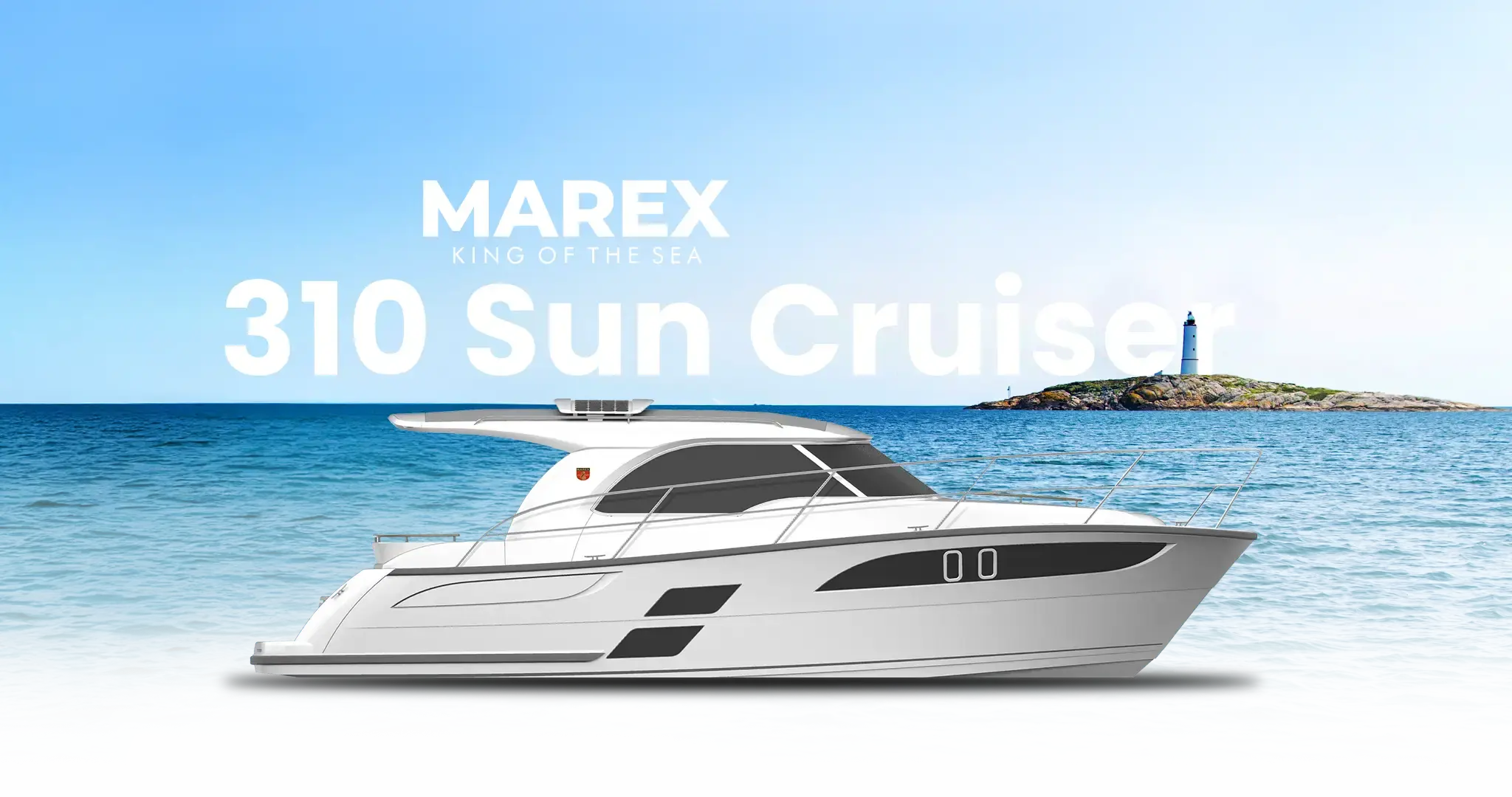 MAREX 310 BANNER Banner mit dem Rendering des Marex 310 Sun Cruiser