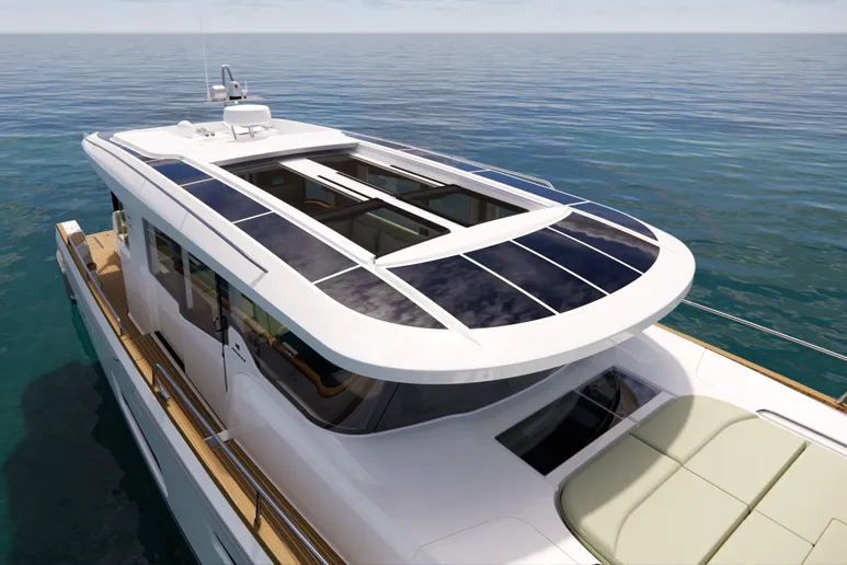 Rendu avec toit avec panneaux solaires du Nimbus 495 Coupé